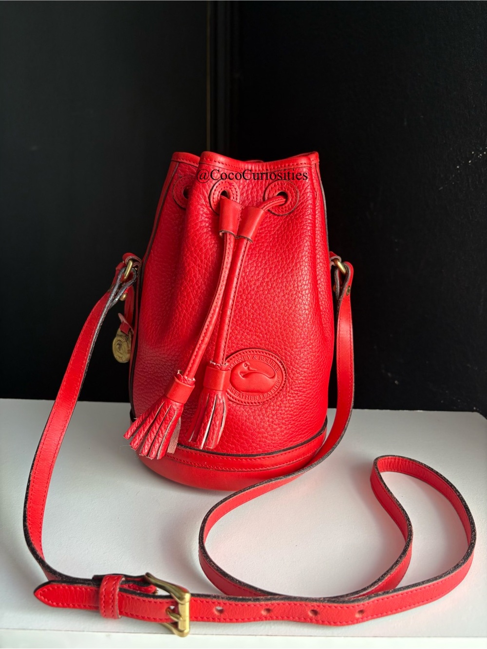 Dooney and Bourke awl Red Leather Mini Bucket Drawstring Bag